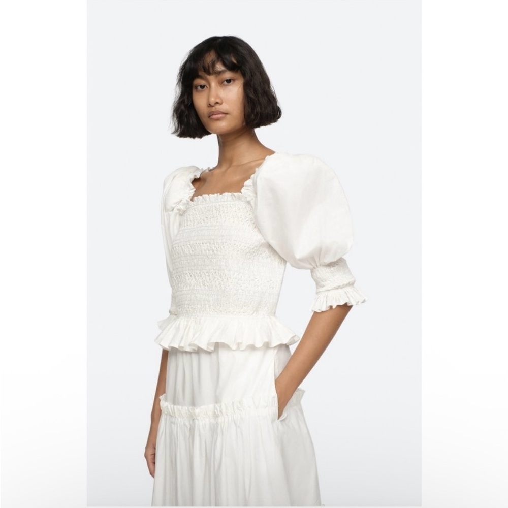 Sea New York Simona White puff Sleeve Blouse